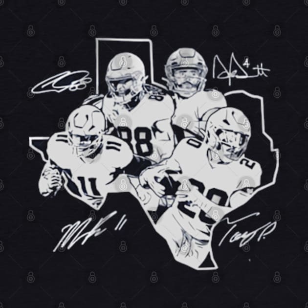 Dak Prescott, Micah Parsons, Ceedee Lamb & Tony Pollard Dallas Star Collage by stevenmsparks